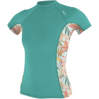 Frauen Side Print Short Sleeve Rash Guard
